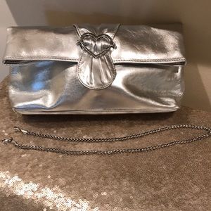 Brighton silver leather purse with chain 👛NWOT